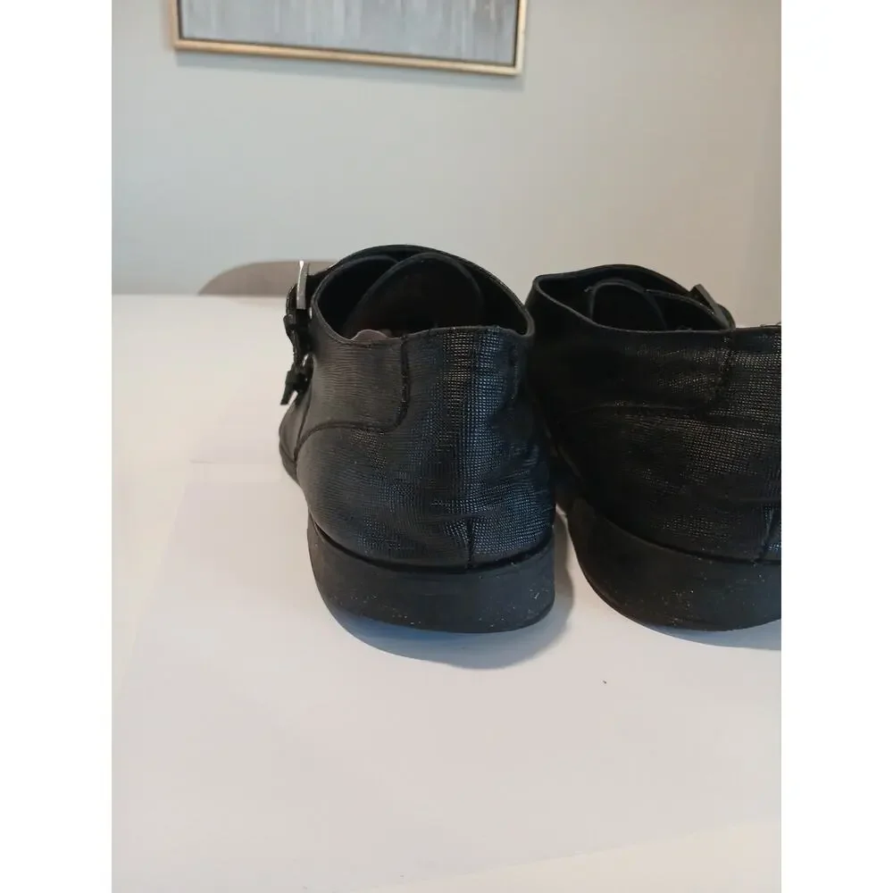 Calvin Klein Mens Butler Black Leather Monk Strap Dress Shoes Size 13